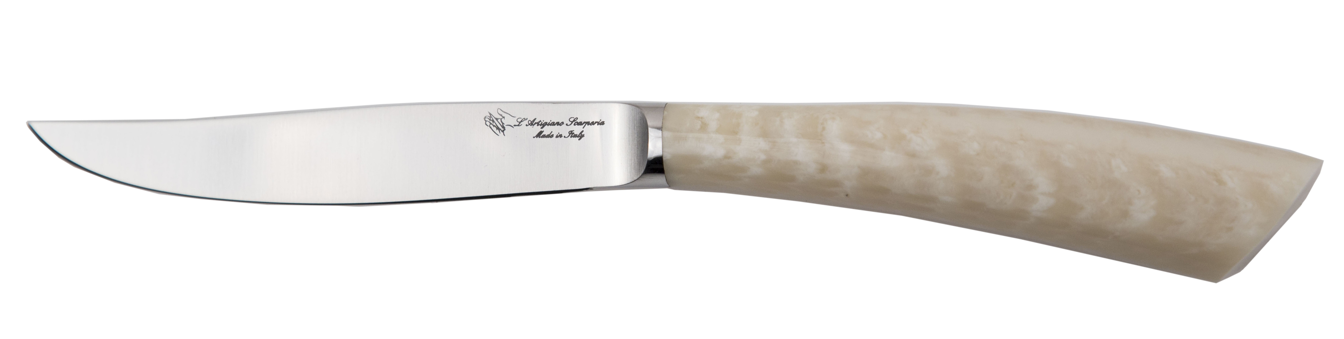 スカルペリアステーキナイフ、ノビレ、ハンドメイド、イタリア製、オリーブ、牛つの