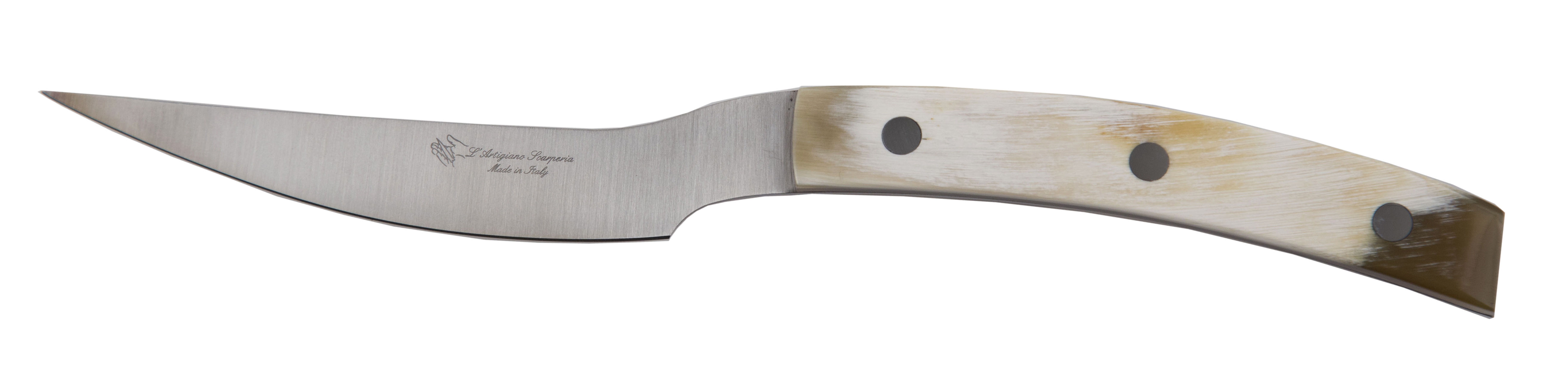 スカルペリアステーキナイフ、ベッコ・ディ・アクイラ、ハンドメイド、イタリア製、オリーブ、牛角